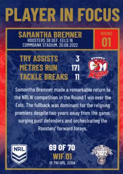 2022 NRL Player In Focus #WIF01 Samantha Bremner Back